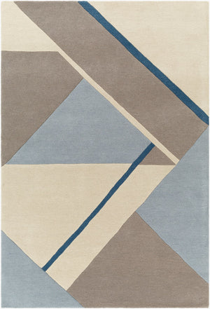 Surya Queens Modern Handmade 2' X 3' Luxury Wool Rug - High/Low Design For Stylish Indoor Spaces Charcoal Wool Qun2306-23