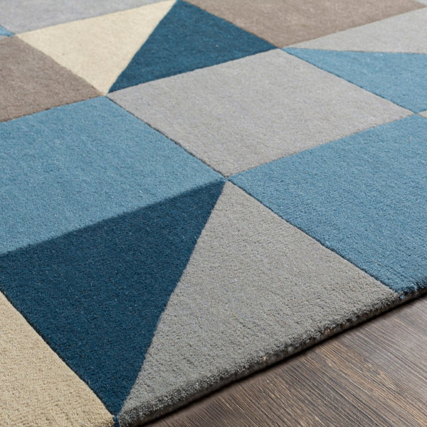 Surya Queens Modern Handmade 2' X 3' Luxury Wool Rug - High/Low Design For Stylish Indoor Spaces Denim Wool Qun2308-35