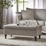 Christopher Knight Home® Chantelle Fabric Storage Ottoman - Soft Suede, Tufted Top, Birch Wood Legs