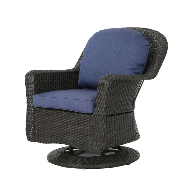 English Elm Christopher Knight Home® - Liam Swivel Club Chair Set Of 2 – Elegant Rattan Outdoor Seating With Water-Resistant Cushions 61516.00DBRN