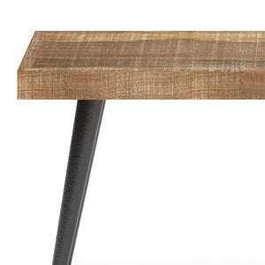 English Elm Durham Handcrafted Distressed Natural Mango Wood Bench with Black Metal Legs — Rustic Modern Entryway Seat B136P158598