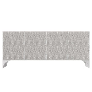 Bernhardt Bernhardt Stratum Sculptural Entertainment Credenza In Fossil White Faux Stone With Soft-Close Doors And Storage 325880