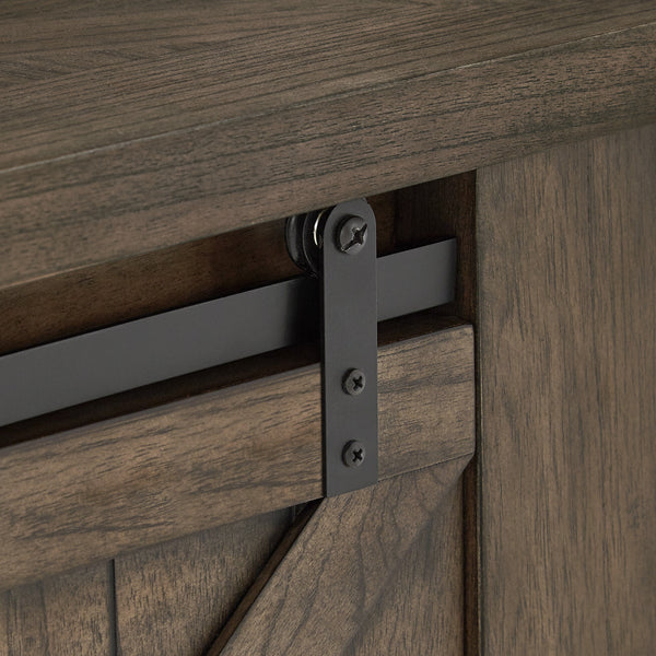 Homelegance By Top-Line Niccolo Barn Door Coffee Table with Storage Grey Wood