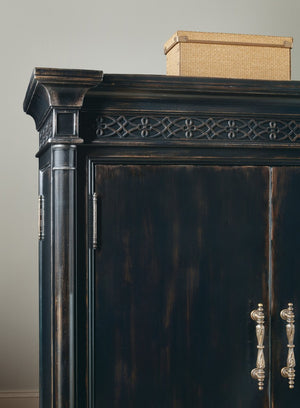 Hooker Furniture Charleston Elegant Jewelry Armoire With Black Cherry Patina, Cedar-Lined Drawer & Felt Lined Hooks 6750-90014-97