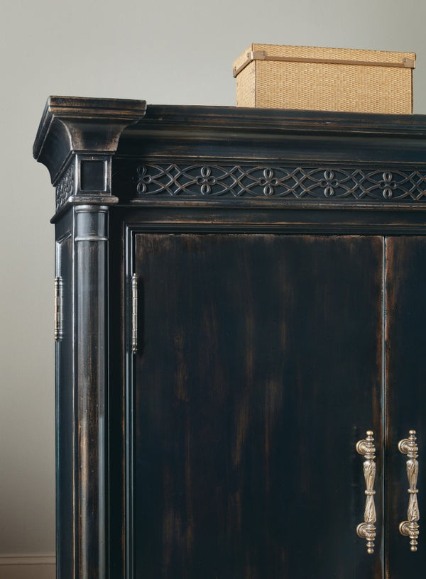 Hooker Furniture Charleston Elegant Jewelry Armoire With Black Cherry Patina, Cedar-Lined Drawer & Felt Lined Hooks 6750-90014-97