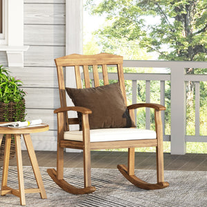 Christopher Knight Home® - Noble House - Petes Outdoor Acacia Wood Rocking Chair With Cushion