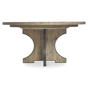 Bernhardt Bernhardt Tribeca Round Dining Table With 20" Leaf, White Oak Aurum Finish & Textured Steel Accents K2007