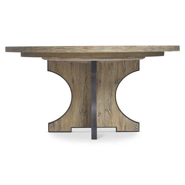Bernhardt Bernhardt Tribeca Round Dining Table With 20" Leaf, White Oak Aurum Finish & Textured Steel Accents K2007