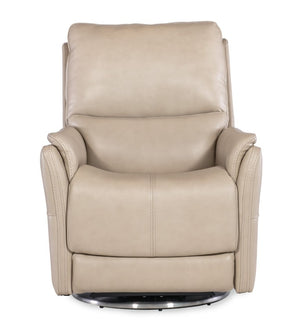 Hooker Furniture Soiree Maverick Ivory Zero Gravity Swivel Chair With Power Headrest, Lumbar, Usb & Silver Base RC607-PHSZL-070