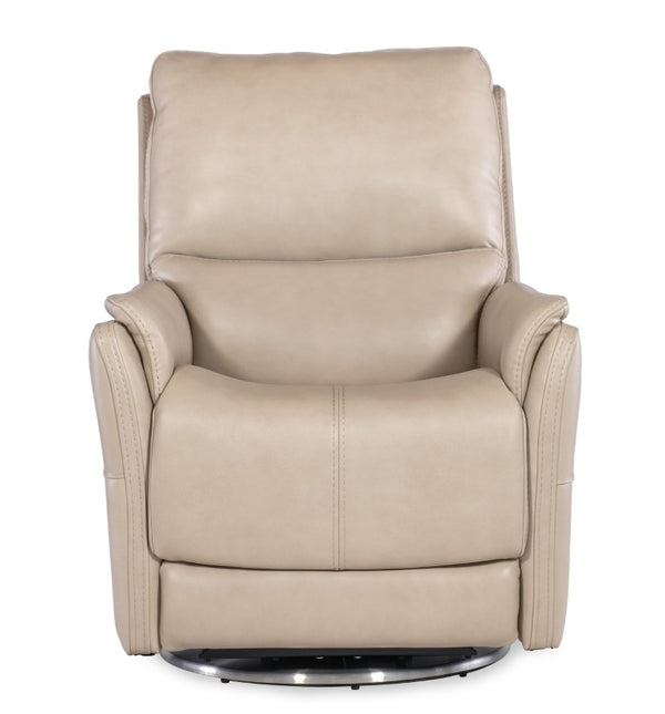 Hooker Furniture Soiree Maverick Ivory Zero Gravity Swivel Chair With Power Headrest, Lumbar, Usb & Silver Base RC607-PHSZL-070