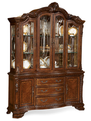 A.R.T. Furniture Old World China Cabinet - Exquisite Medium Cherry Finish With Etched Glass Doors & Halogen Lighting Brown, Brown New Zealand Pine Solids,Cherry And Avodire Veneers,Glass,Metal 143241-2606