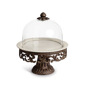 Acanthus Stoneware Cake Pedestal with Dome EAW31649 Park Hill