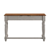 Homelegance By Top-Line Renzo Antique 1-Drawer Desk with Charging Station White Rubbberwood