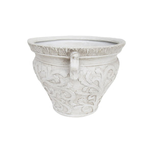 English Elm Largo Handcrafted Concrete Planter Antique White Aged Finish for Porch or Patio 63427.00WHI