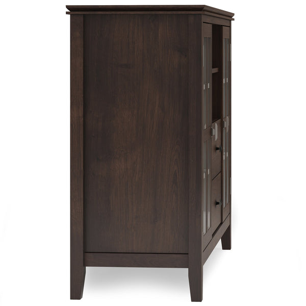 English Elm Artisan Tall Tv Media Stand In Dark Chestnut Brown – Handcrafted Solid Wood With Elegant Storage Solutions B136P158406