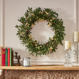 Christopher Knight Home® - Noble House - Wallsten 29" Snowberry Artificial Wreath, Green and White