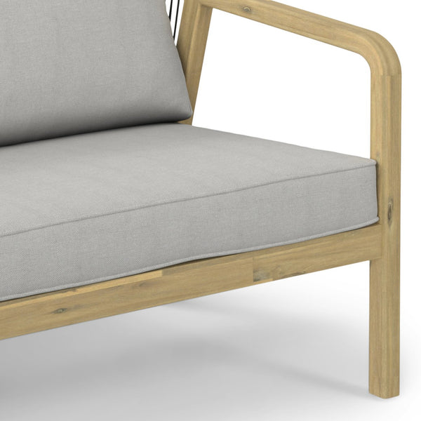 English Elm Palmetto Outdoor Sofa in Stone Grey — Handcrafted Acacia Frame, Weather-Resistant Fabric Cushions, 58" Wide Comfortable Seating B136P159956