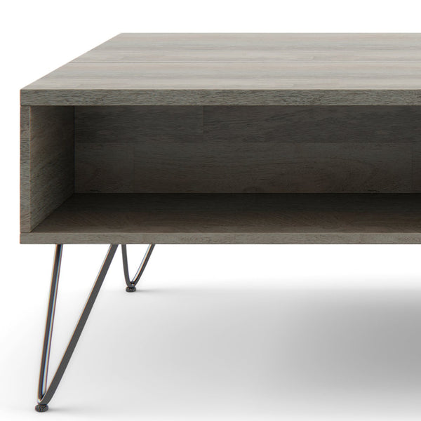 English Elm Hunter Lift Top Coffee Table - Handcrafted Grey Mango Wood With Storage & Industrial Style Legs B136P158729