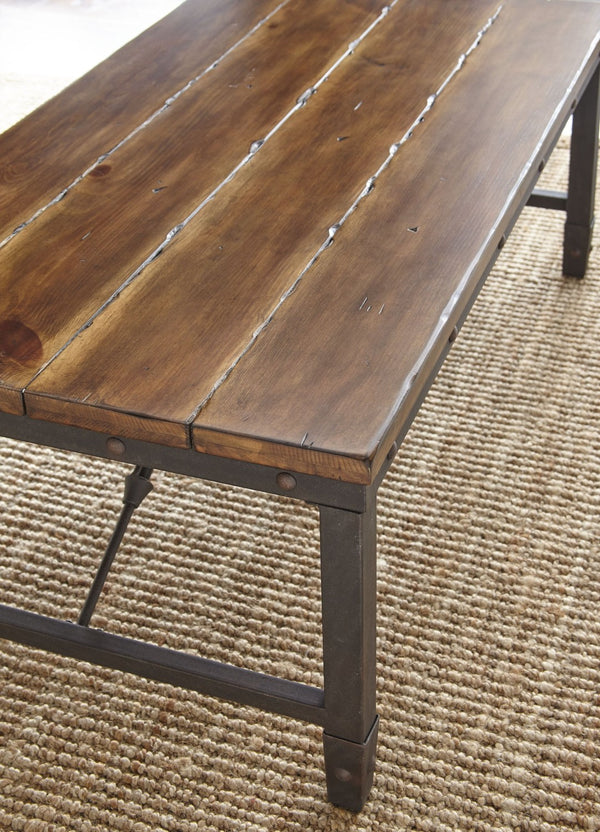 English Elm Steve Silver - Ashford Coffee Table - Rustic Industrial Design With Antique Honey Finish & Durable Iron Accents B081P157508-GIGA