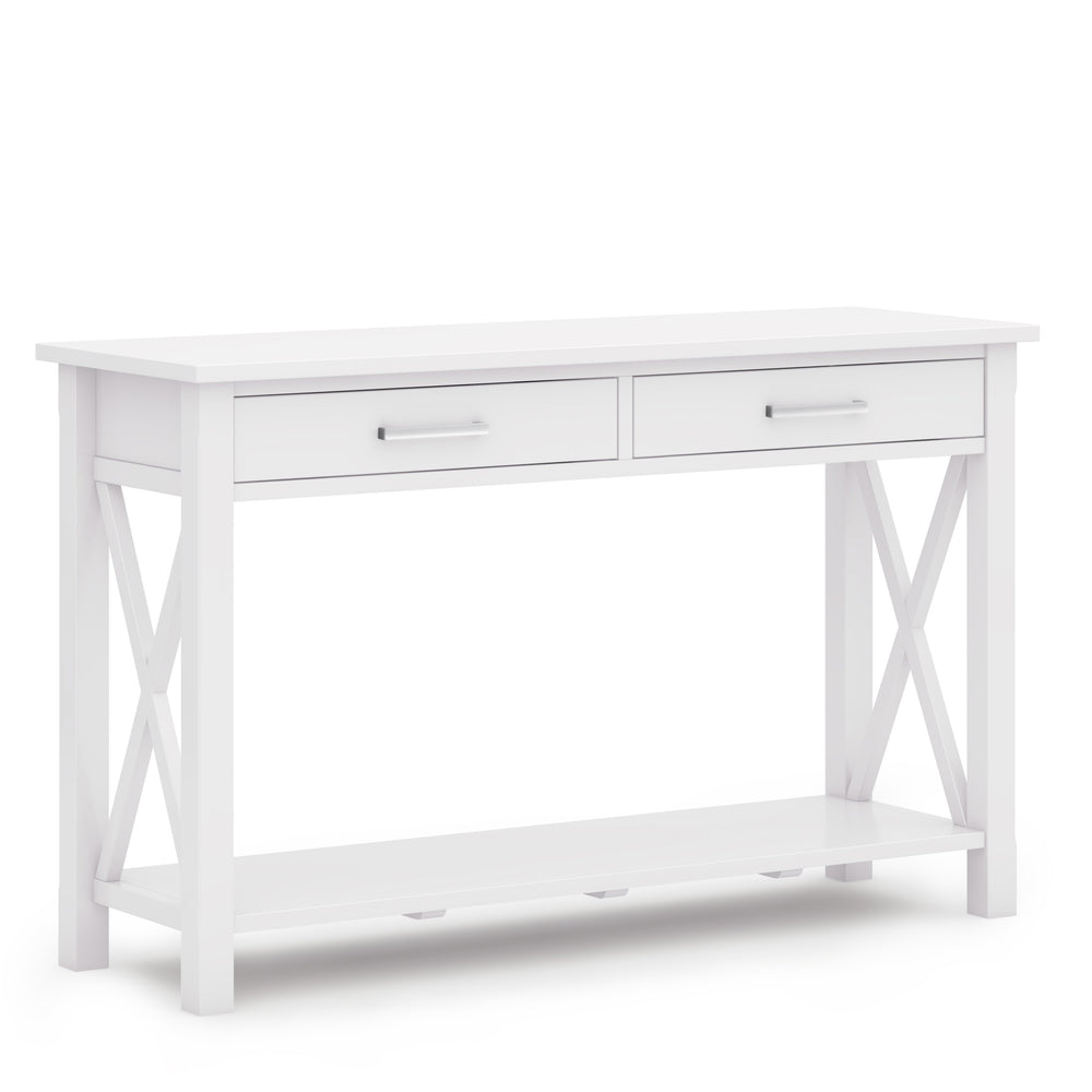 English Elm Kitchener Console Sofa Table - Stylish White Wood, Contemporary Design With Storage & Elegance B136P158767