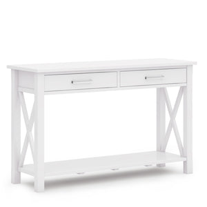 English Elm Kitchener Console Sofa Table - Stylish White Wood, Contemporary Design With Storage & Elegance B136P158767