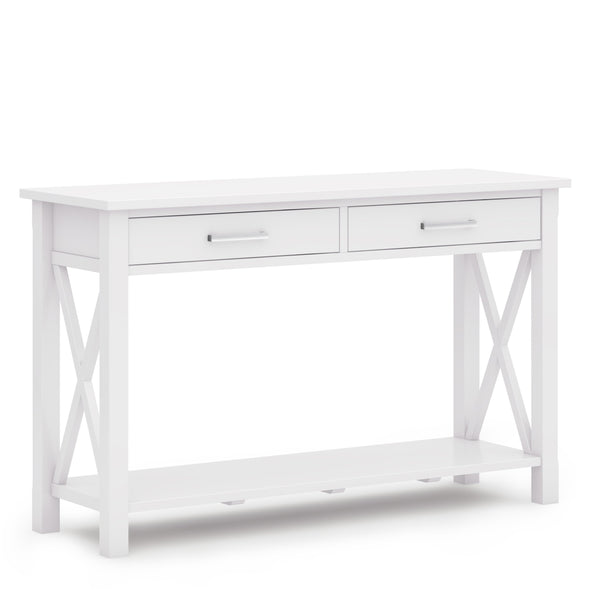 English Elm Kitchener Console Sofa Table - Stylish White Wood, Contemporary Design With Storage & Elegance B136P158767