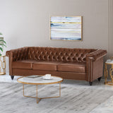 Christopher Knight Home® Chesterfield Style 3-Seater Sofa with Button Tufted Diamond Stitching & Square Arms - 83