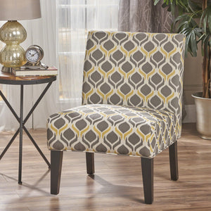 English Elm Accent Chair with Rubberwood Legs Plush Upholstered Seat for Living Room or Bedroom Grey Multi 57764.00YGAY