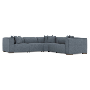 Bernhardt Bernhardt Six-Piece Power Motion Sectional With Pop-Up Headrests, Deep Seats And Tailored Stitch Detailing For Modern Comfort And Durability Blue 127" W x 127" D x 31" H K2183