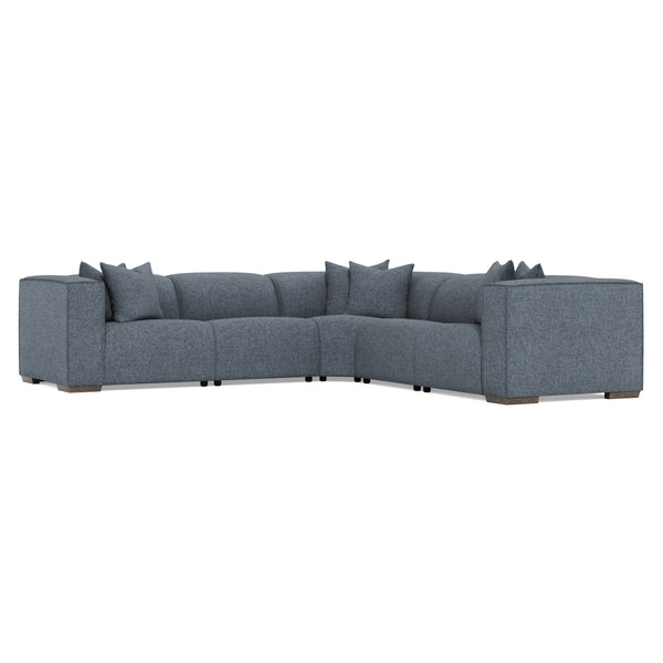 Bernhardt Bernhardt Six-Piece Power Motion Sectional With Pop-Up Headrests, Deep Seats And Tailored Stitch Detailing For Modern Comfort And Durability Blue 127" W x 127" D x 31" H K2183