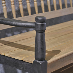 English Elm Imperial Solid Acacia Wood Farmhouse Bench with Lower Shelf for Entryway 62539.00SGRYBLK