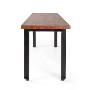 English Elm Outdoor Mango Wood Dining Bench with Iron Frame Handcrafted Industrial Entryway Seat 69422.00