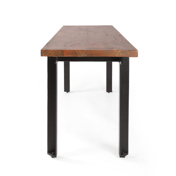 English Elm Outdoor Mango Wood Dining Bench with Iron Frame Handcrafted Industrial Entryway Seat 69422.00