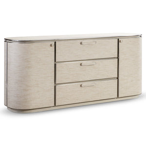 Bernhardt Bernhardt Camille Sculptural Buffet Sideboard With Woven Fiber Doors, Ash Top & Polished Steel Trim 357132