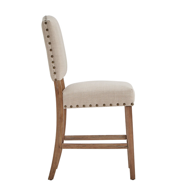 Homelegance By Top-Line Nicklaus Premium Nailhead Upholstered Counter Height Chairs (Set of 2) Light Natural Wood