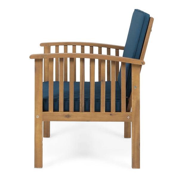 English Elm Casa Acacia Slatted Outdoor Club Chairs Set of 2 with Gray Finish Coastal Patio Seating 63513.00DT