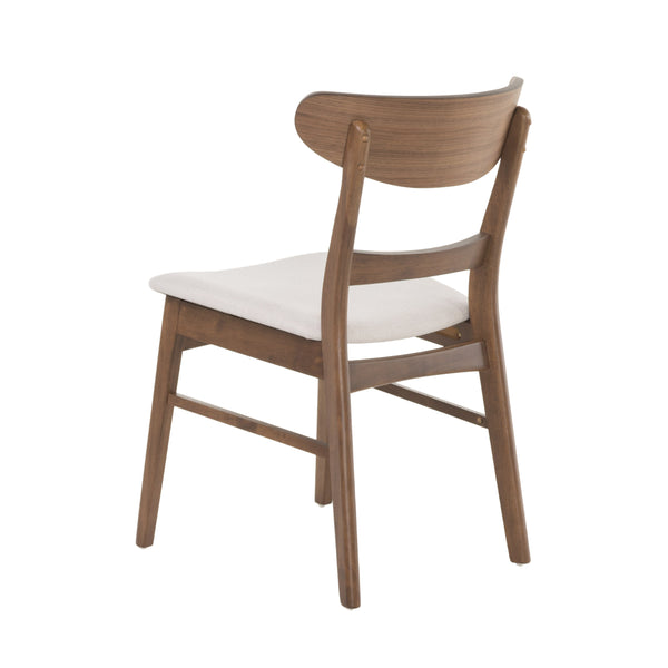 English Elm [video] Rubberwood Dining Chairs Set of 2 Upholstered Mid-century Seats for Modern Homes Light Beige 58915.00WNT