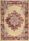 GRF14 Grafix Vintage Area Rug – Bold Cream and Red Medallion Design for Dramatic Home Elegance