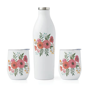 Lenox Cambridge Floral Wine Growler & Tumbler 3-Piece Set NO COLOR METAL E9191PCBWFDS