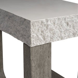 Bernhardt Bernhardt Teak & Grc Outdoor Side Table — Sand Grey Concrete Top, Weathered Teak Sculptural Base K1863