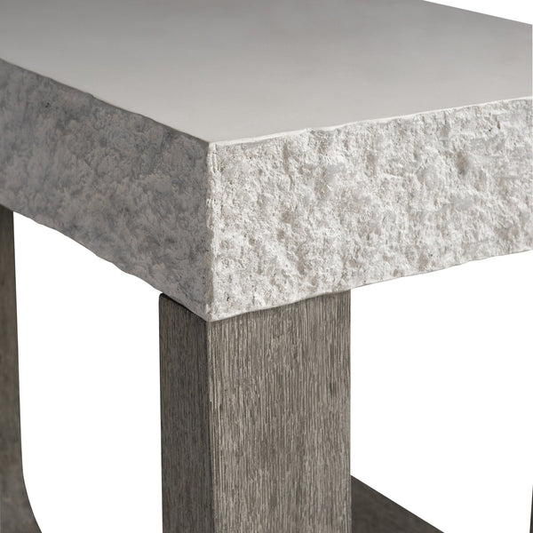 Bernhardt Bernhardt Teak & Grc Outdoor Side Table — Sand Grey Concrete Top, Weathered Teak Sculptural Base K1863