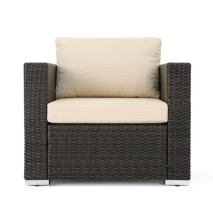 English Elm Christopher Knight Home® - SANTA SANTA ROSA CLUB CHAIR KD — Weatherproof Faux Rattan, Aluminum Frame, Water‑Resistant Cushion Comfort Multi 57470.00ALUMBRN