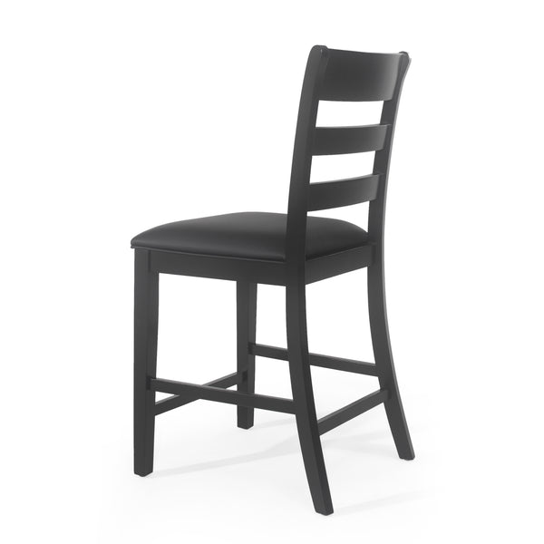 English Elm Christopher Knight Home® - Farmhouse Upholstered Wood Counter Stools Set of 2 — Rustic Ladderback PU Seats, Rubberwood Frame, Cozy Comfort Black 69005.00BLK