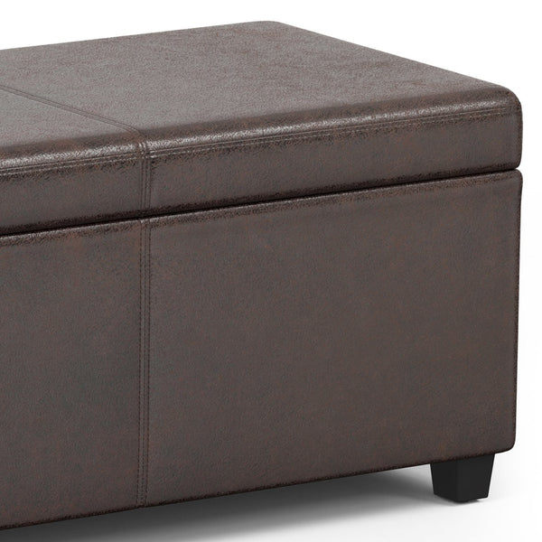 English Elm Avalon Extra Large Storage Ottoman Bench - Stylish Dark Brown Faux Leather With Hidden Storage Solutions B136P158655