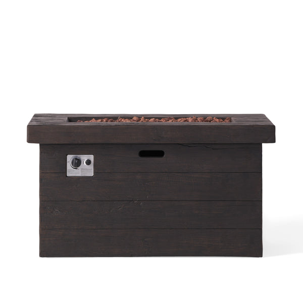 English Elm Custer Outdoor Rectangular Mgo Fire Pit 50000 Btu Patio Entertaining Table 61102.00BRN-50K