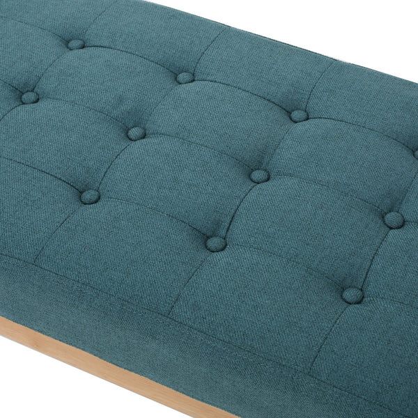 English Elm Ottoman Tufted Upholstered Bench with Birch Frame Mid-century Style for Bedroom Entry 60407.00DTE