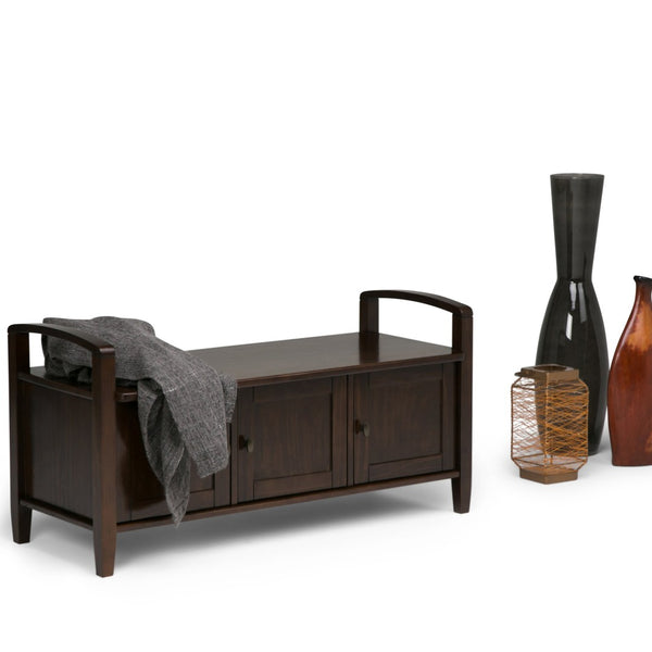 English Elm Warm Shaker - Handcrafted Entryway Storage Bench With Rich Tobacco Finish, Seating For Two, And Style B136P159724-GIGA