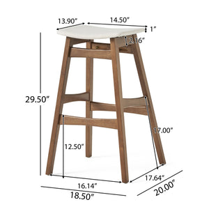 English Elm Christopher Knight Home® - Bar Stool Set Of 2 - Mid-Century Modern Light Beige Fabric With Walnut Legs For Kitchen & Home Bar 58922.00WNT
