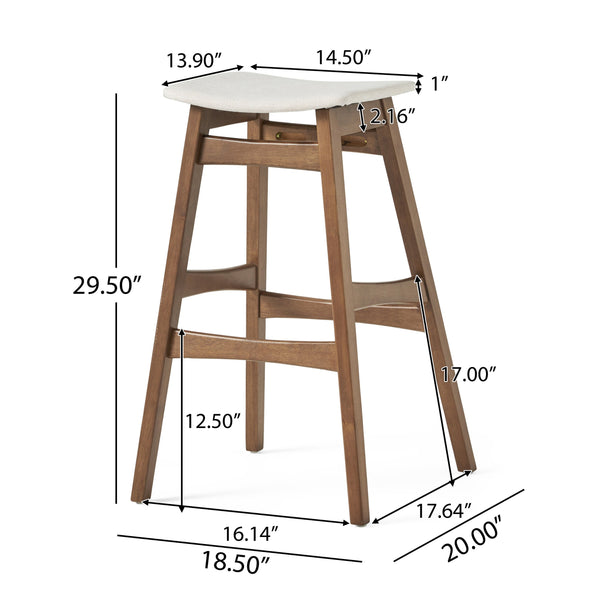 English Elm Christopher Knight Home® - Bar Stool Set Of 2 - Mid-Century Modern Light Beige Fabric With Walnut Legs For Kitchen & Home Bar 58922.00WNT