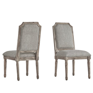 Homelegance By Top-Line Mayer Arched Linen and Wood Dining Chairs (Set of 2) Grey Rubberwood